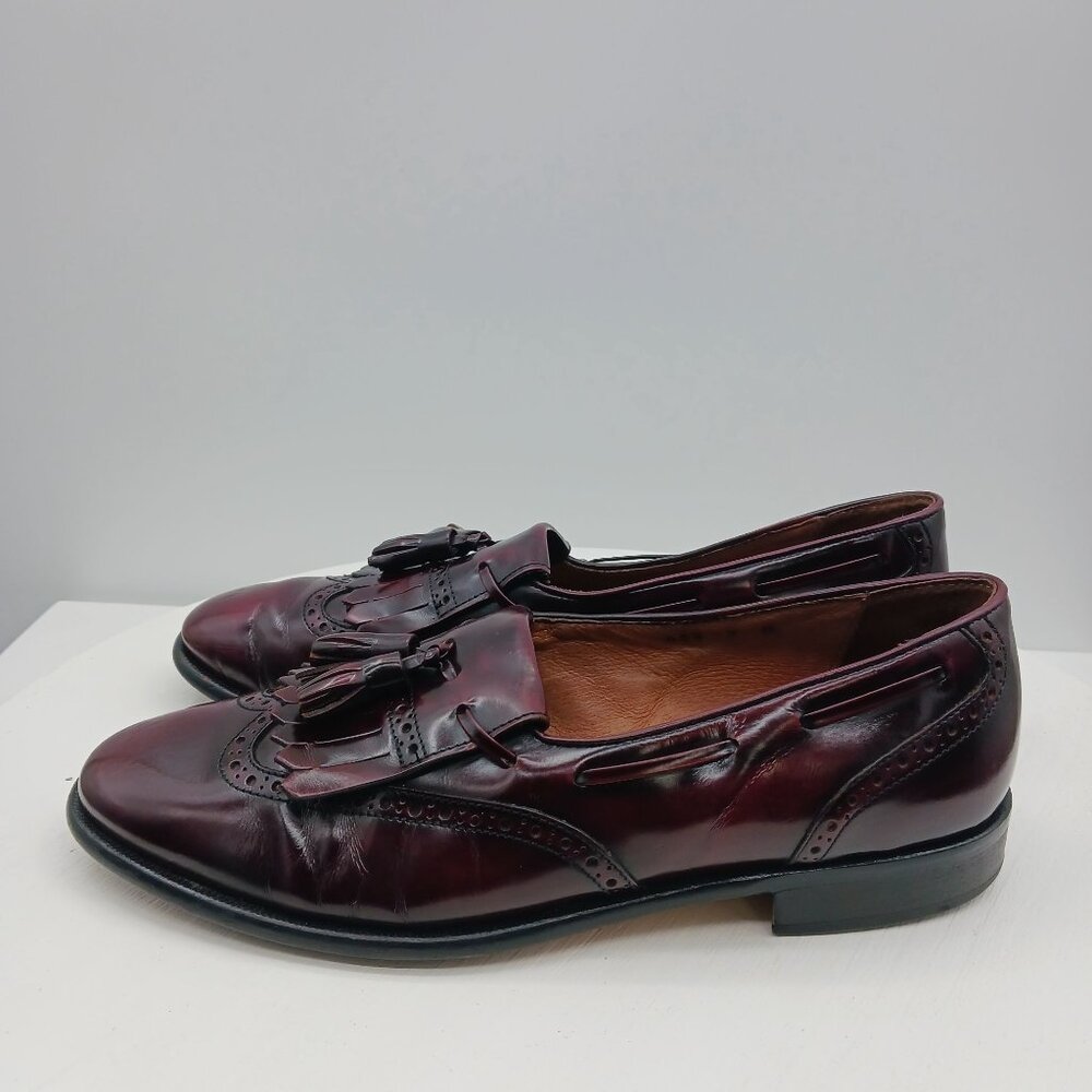 Vintage Alfani Tassel Loafers Men's Burgundy Leather Size 9